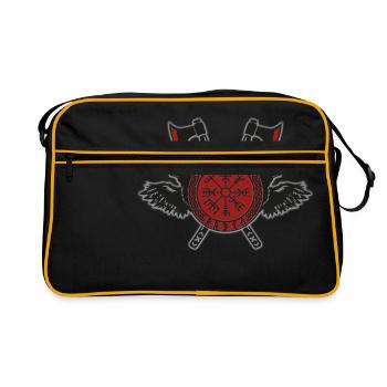 Clanwappen - Schwarze Raben - Retro Tasche - Schwarz/Gold - Vorne