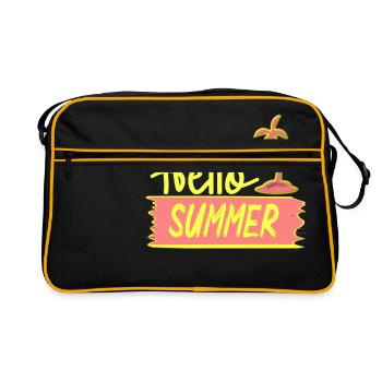 Hello SUMMER with palm tree for summer days - Retro Bag - black/gold - Front