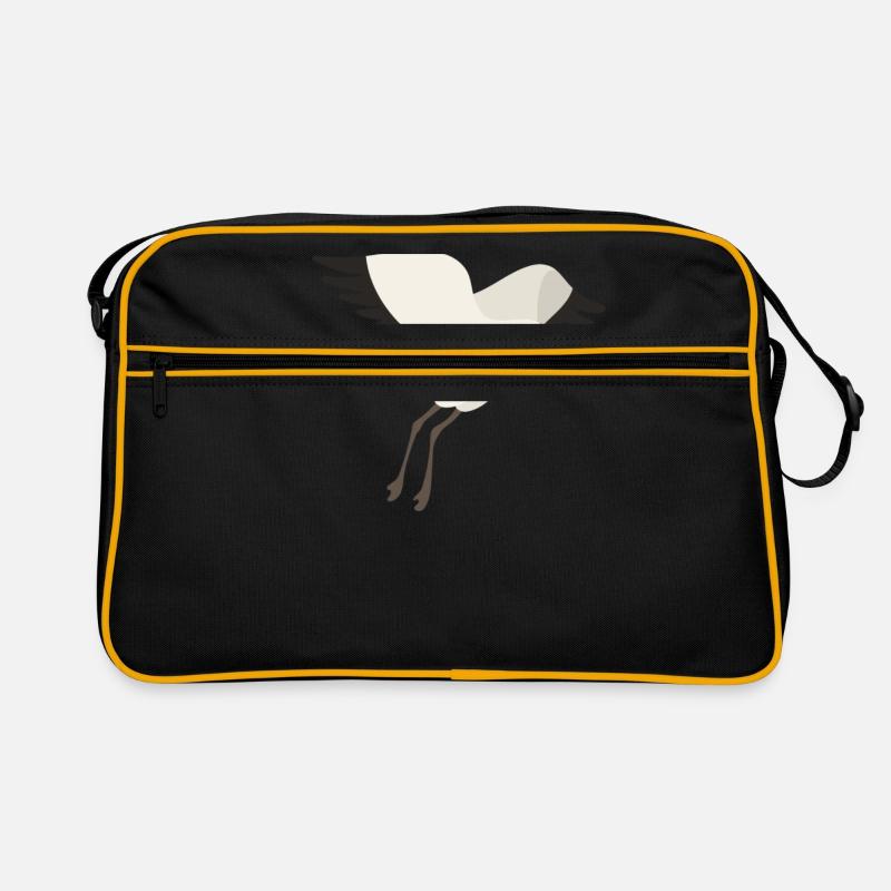 Kranich - Retro Tasche - Schwarz/Gold