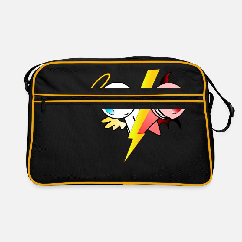 Engel oder Teufel. Gut oder böse. Lieb oder frech - Retro Tasche - Schwarz/Gold