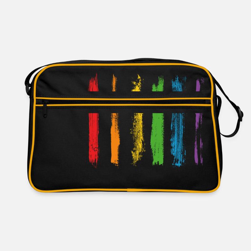Paint blob splash paint painter gift colorful line - Retro Bag - black/gold