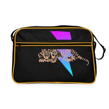 Kleiner Tiger mit Blitz - Retro Tasche - Schwarz/Gold - Vorne