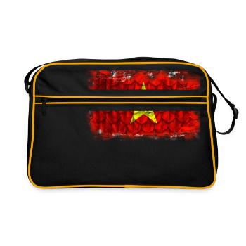 Drapeau du Vietnam avec des plumes - Sac Retro - noir/or - Devant