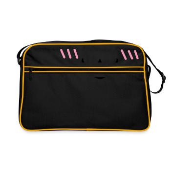 00254 Open mouth blushing cat - Retro Bag - black/gold - Front