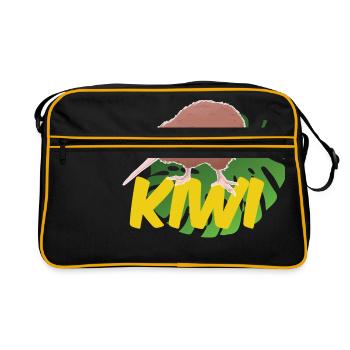 Kiwi on a leaf - Retro Bag - black/gold - Front