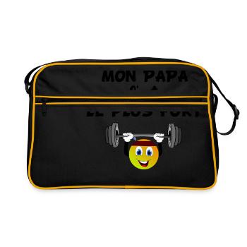 Mon papa c est le plus fort cadeau humour - Sac Retro - noir/or - Devant