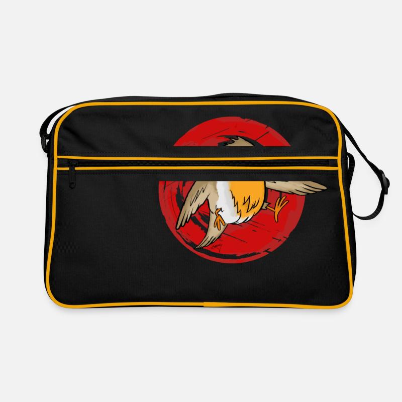 Ninja Rotkehlchen - Retro Tasche - Schwarz/Gold