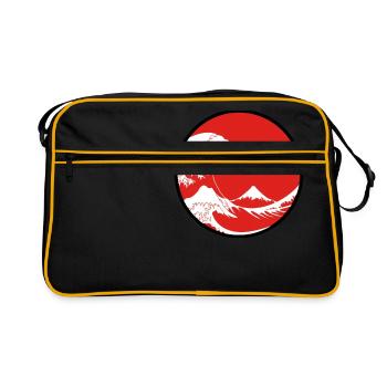 Kanagawa Japon rouge type drapeaux - Sac Retro - noir/or - Devant
