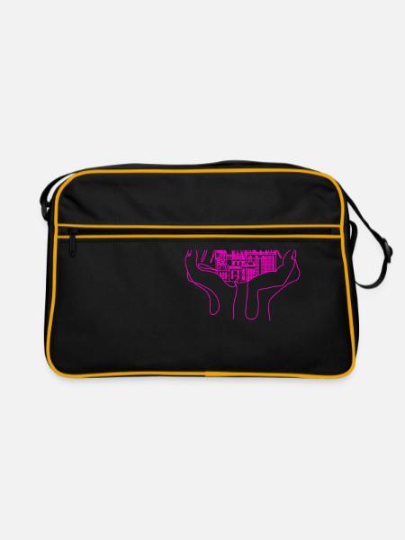 City of Aachen, cathedral, lineart - Retro Bag - black/gold - Front