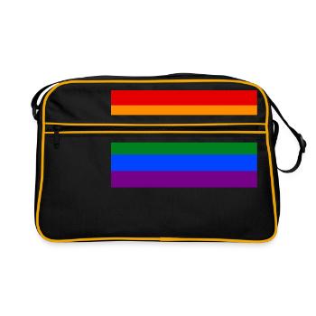 Die Regenbogenfahne oder Homosexuell - LGBT Stolzflagge - Retro Tasche - Schwarz/Gold - Vorne