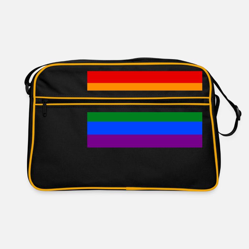 Die Regenbogenfahne oder Homosexuell - LGBT Stolzflagge - Retro Tasche - Schwarz/Gold