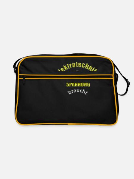 Lustiger Spruch Elektrotechniker - Retro Tasche - Schwarz/Gold