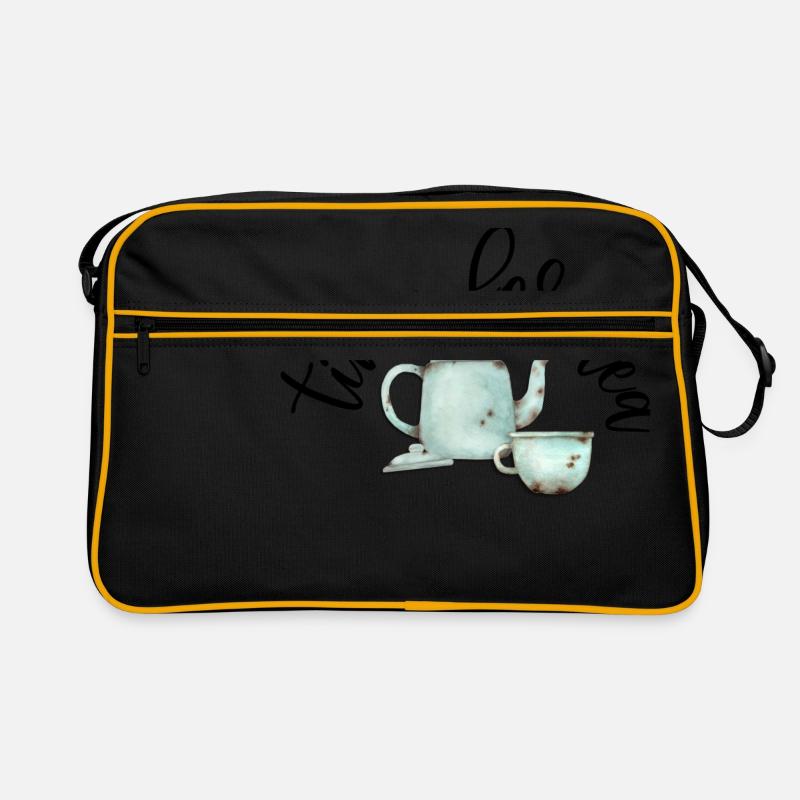 Time for Tea, Vintage Teapot and Cup - Retro Bag - black/gold