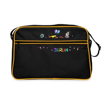 logo KunterbuntBerlin Berlin Style bunt Highlight - Retro Tasche - Schwarz/Gold - Vorne