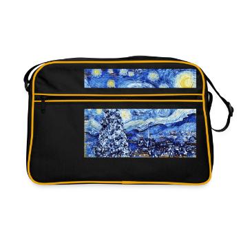 Nuit étoilée de Van Gough - Noël blanc - Sac Retro - noir/or - Devant