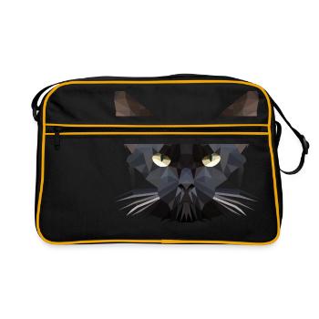 Cat head polygon cat - Retro Bag - black/gold - Front