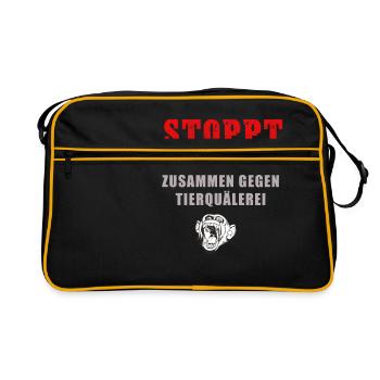 Stop Animal Testing, Together Against Animal Cruelty - Retro Bag - black/gold - Front