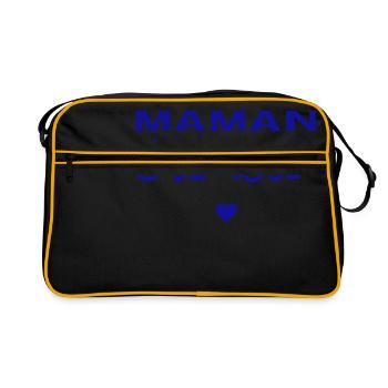 Maman d'Amour - Cœur Bleu - Sac Retro - noir/or - Devant