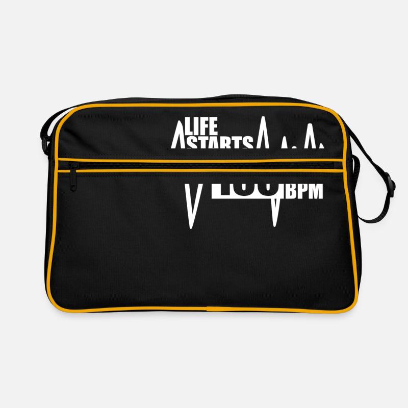 Das Leben beginnt bei 150 BPM - Retro Tasche - Schwarz/Gold