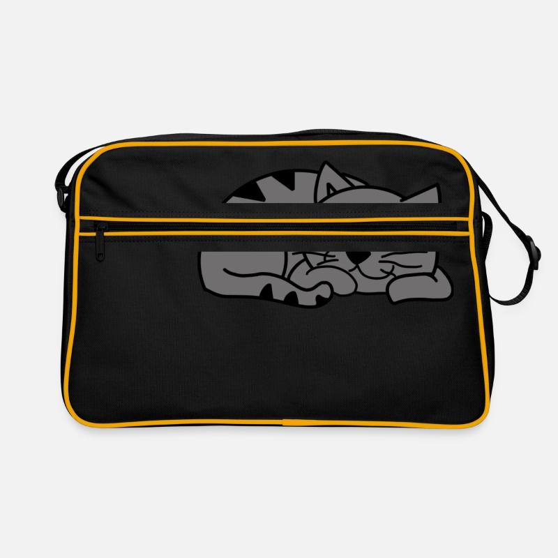 Graue Schlafende Katze / Sleeping grey cat Retro Tasche