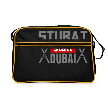 Stubai(tal) statt Dubai - Skifahren Berge Winter - Retro Tasche - Schwarz/Gold - Vorne