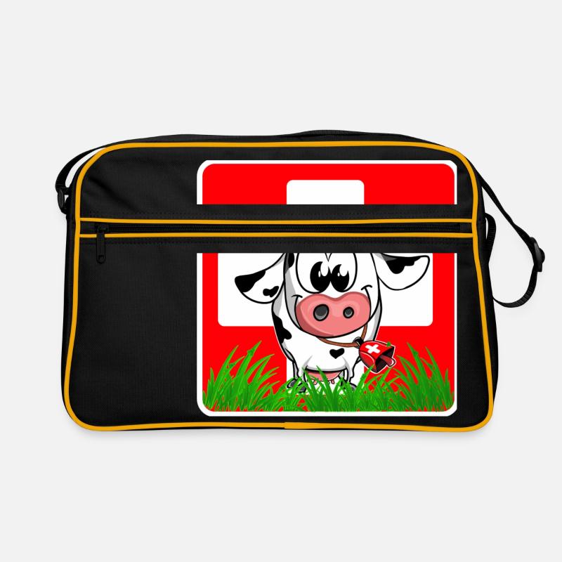 vache suisse drapeau suisse - Sac Retro - noir/or