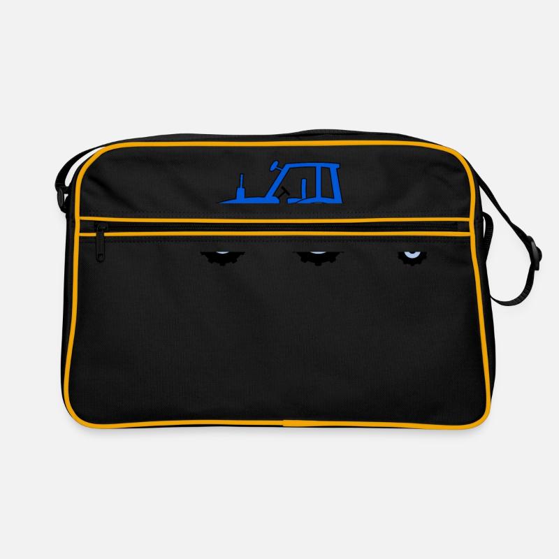Traktor mit Anhänger blau Retro Tasche