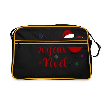 Joyeux Noel Weihnachtsfeier Frankreich - Retro Tasche - Schwarz/Gold - Vorne