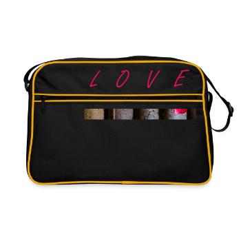 Lettres d’amour et symbole cœur - Sac Retro - noir/or - Devant