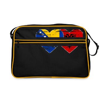 Bosnie Albanie drapeau coeur utilisé - Sac Retro - noir/or - Devant