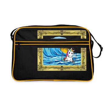 Message d’anniversaire de licorne dans une bouteille - Sac Retro - noir/or - Devant