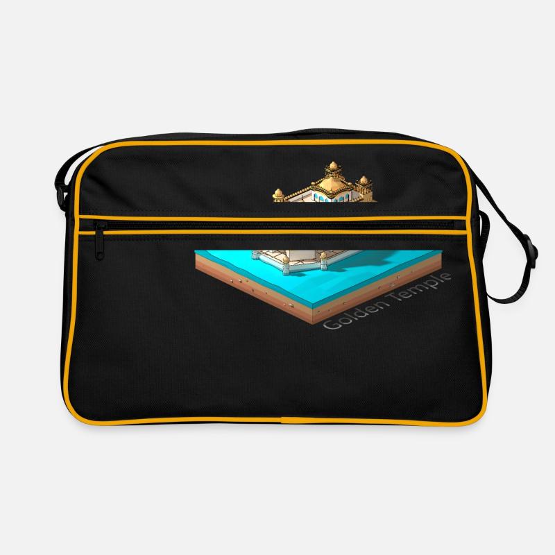 Temple d’Or géométrique low poly - Sac Retro - noir/or