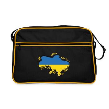 Silouette de la carte du drapeau ukrainien avec contour floral - Sac Retro - noir/or - Devant