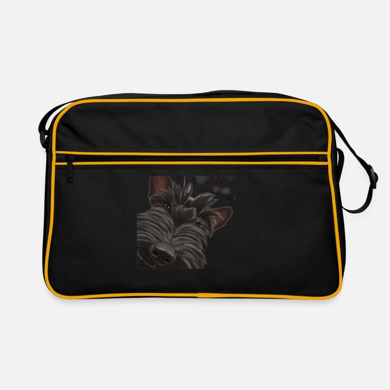 Curious Scottish Terrier Dog - Retro Bag - black/gold