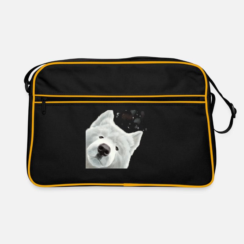 Curious Samoyed Dog - Retro Bag - black/gold