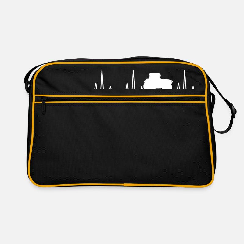 Herzschlag EKG Traktor Trecker Ackerschlepper - Retro Tasche - Schwarz/Gold
