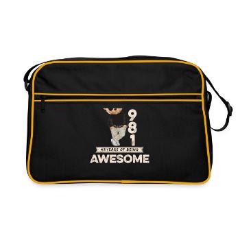1981 Geburtstag Teddy Bär Being Awesome Orignal - Retro Tasche - Schwarz/Gold - Vorne