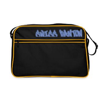 Kantons T-Shirt Basel Land bedrucken und gestalten - Retro Tasche - Schwarz/Gold - Vorne