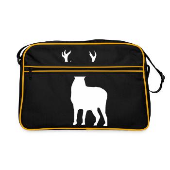 Hirsch Silhouette - Retro Tasche - Schwarz/Gold - Vorne