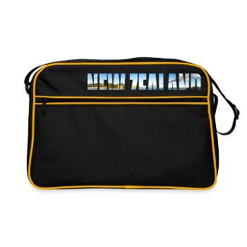 Neuseeland Geschenkidee Backpacker Work & Travel - Retro Tasche - Schwarz/Gold - Vorne