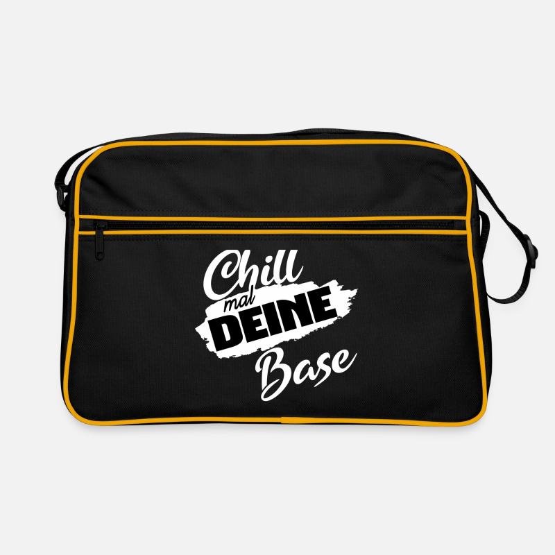 chill mal deine Base | Geschenk | witziger Spruch - Retro Tasche - Schwarz/Gold