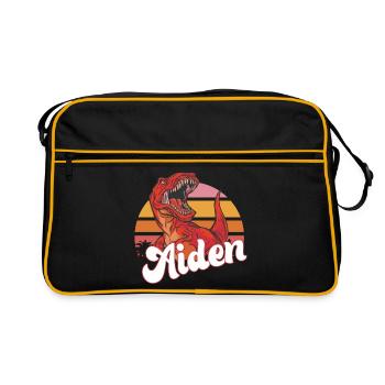 AIDEN - Beau prénom de garçon avec T-REX Dino - Sac Retro - noir/or - Devant