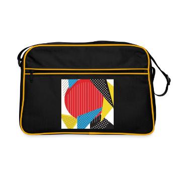 Geometrie Collage Abstrakt Farben - Retro Tasche - Schwarz/Gold - Vorne