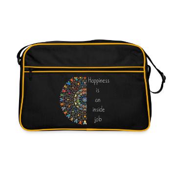 « Happiness is an inside job » Mandala tribal délicate 2 - Sac Retro - noir/or - Devant