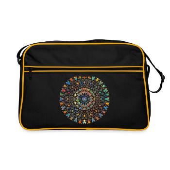 Mandala oriental tribal délicat orange spécial - Sac Retro - noir/or - Devant