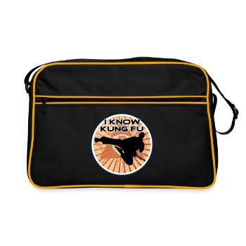I know Kung Fu Ich kann Kung Fu - Retro Tasche - Schwarz/Gold - Vorne