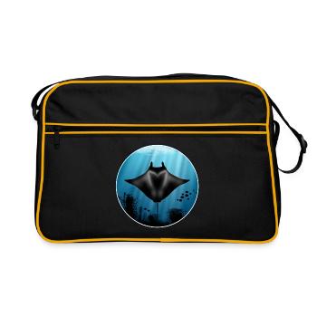 Raies manta et poissons - Sac Retro - noir/or - Devant