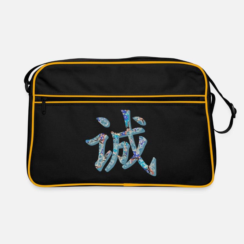 l'honnêteté des caractères chinois e 238 - Sac Retro - noir/or