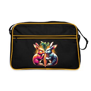 Bunny Love Bunnies Grignotage Carotte Carotte Street Art - Sac Retro - noir/or - Devant