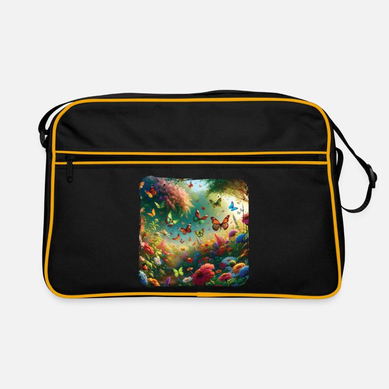 Lebendiges Gemälde Schmetterlinge Flora Fauna Retro Tasche